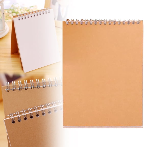 Vintage Blank Sketchbook - Wirebound Spiral Notebook - Soft Cover Memo Pad - A5 Drawing Journal - Plain Interior Pages