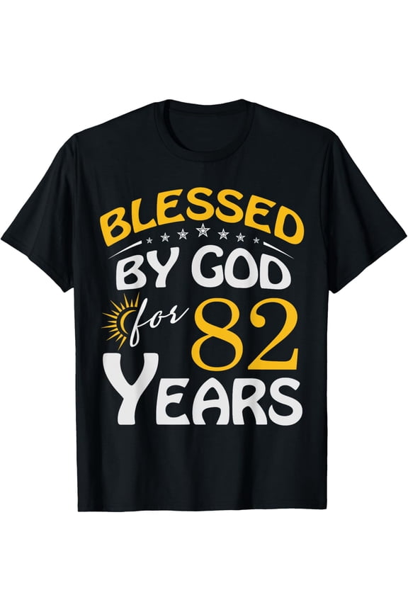 Vintage Blessed by God For 82 Years Old Happy 82nd Birthday T-Shirt