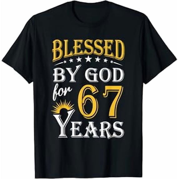 Vintage Blessed by God for 67 years Happy 67th Birthday T-Shirt