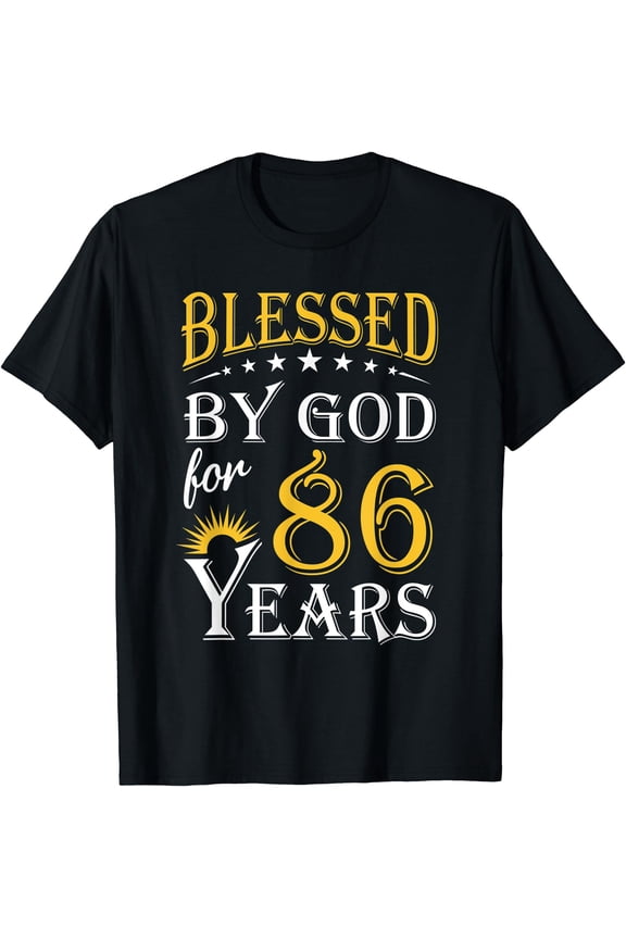 Vintage Blessed by God for 86 years Happy 86th Birthday T-Shirt