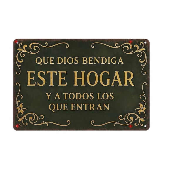 Vintage Blessing Metal Home Sign, Rustic Wall Plaque for Entryway Decor, Elegant Motivational Script Hanging Art for Living Room Wall, Black