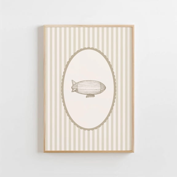 Vintage Blimp Print, Neutral Nursery Wall Art