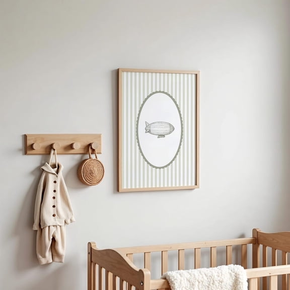 Vintage Blimp Wall Art Print Sage Boys Nursery Decor