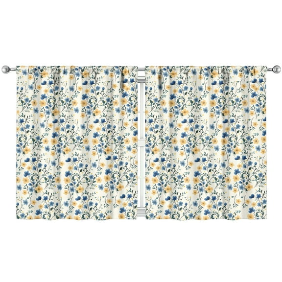 Vintage Bloom Kitchen Curtains - 2 PCS Rustic Farmhouse Window Treatment Panels, 52x63 Inch