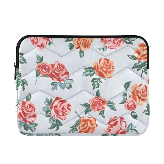 Vintage Blooming Roses Leaves Quilted Laptop Protective Cases Computer Sleeves Tablet Bags Briefcases M