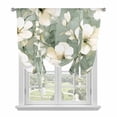thumbnail image 1 of Vintage Blooming Tie Up Curtain 63 Inches Long, White Floral Watercolor Sage Green Oil Paint Balloon Style Kitchen Window Curtain Over Sink, Small Window Rod Pocket Curtain 52"x63", 1 of 9
