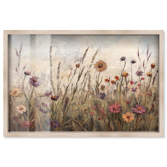 Vintage Blooms II Shadowbox Print Landscape Wall Art by Art Remedy, Blonde Frame, 15 x 10