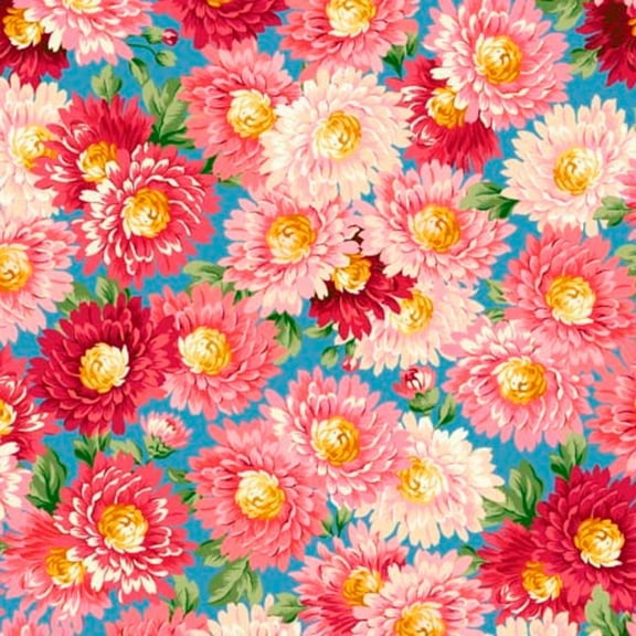 Vintage Blooms Packed Floral Dark Blue Cotton Fabric (Yard)