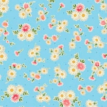 Vintage Blooms Spaced Floral Light Blue Cotton Fabric (Yard)