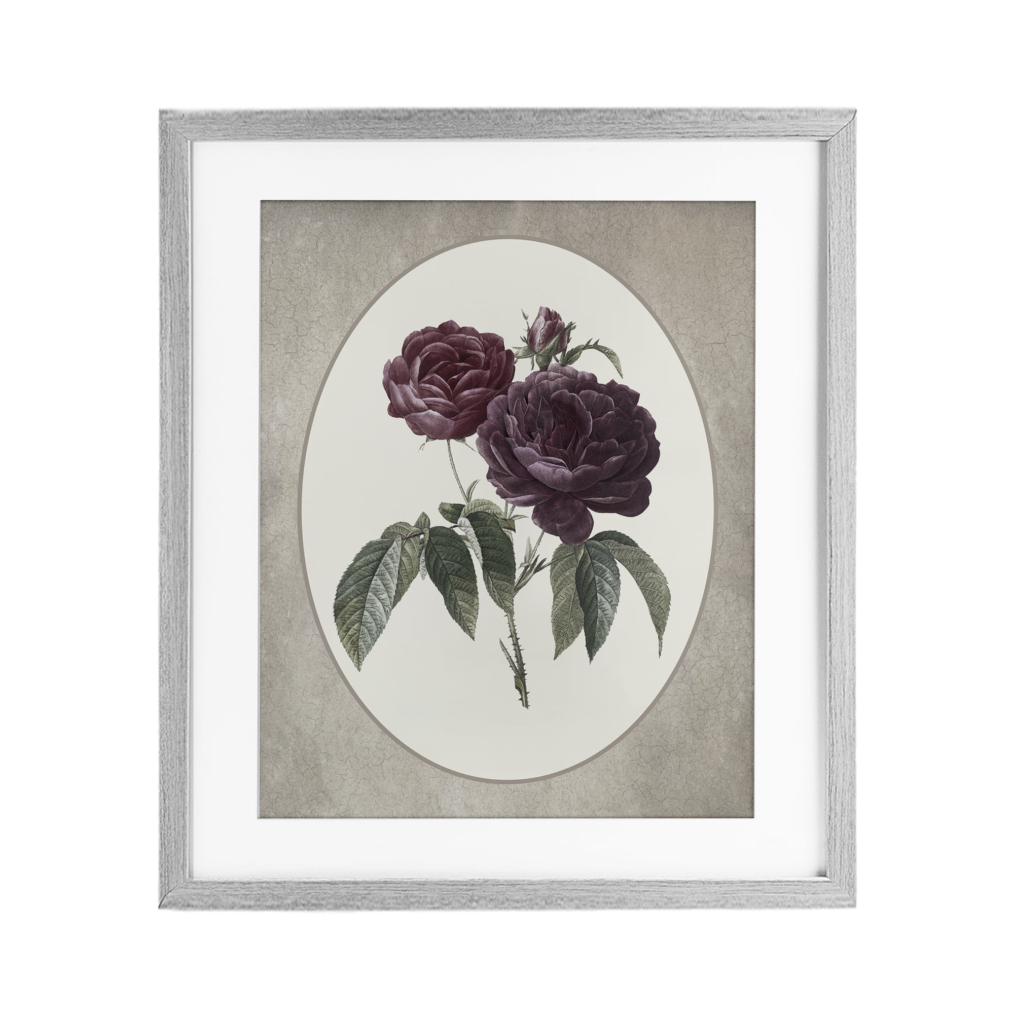 Vintage Blooms within Oval Gray Framed Print Under Glass, design by Lettered and Lined