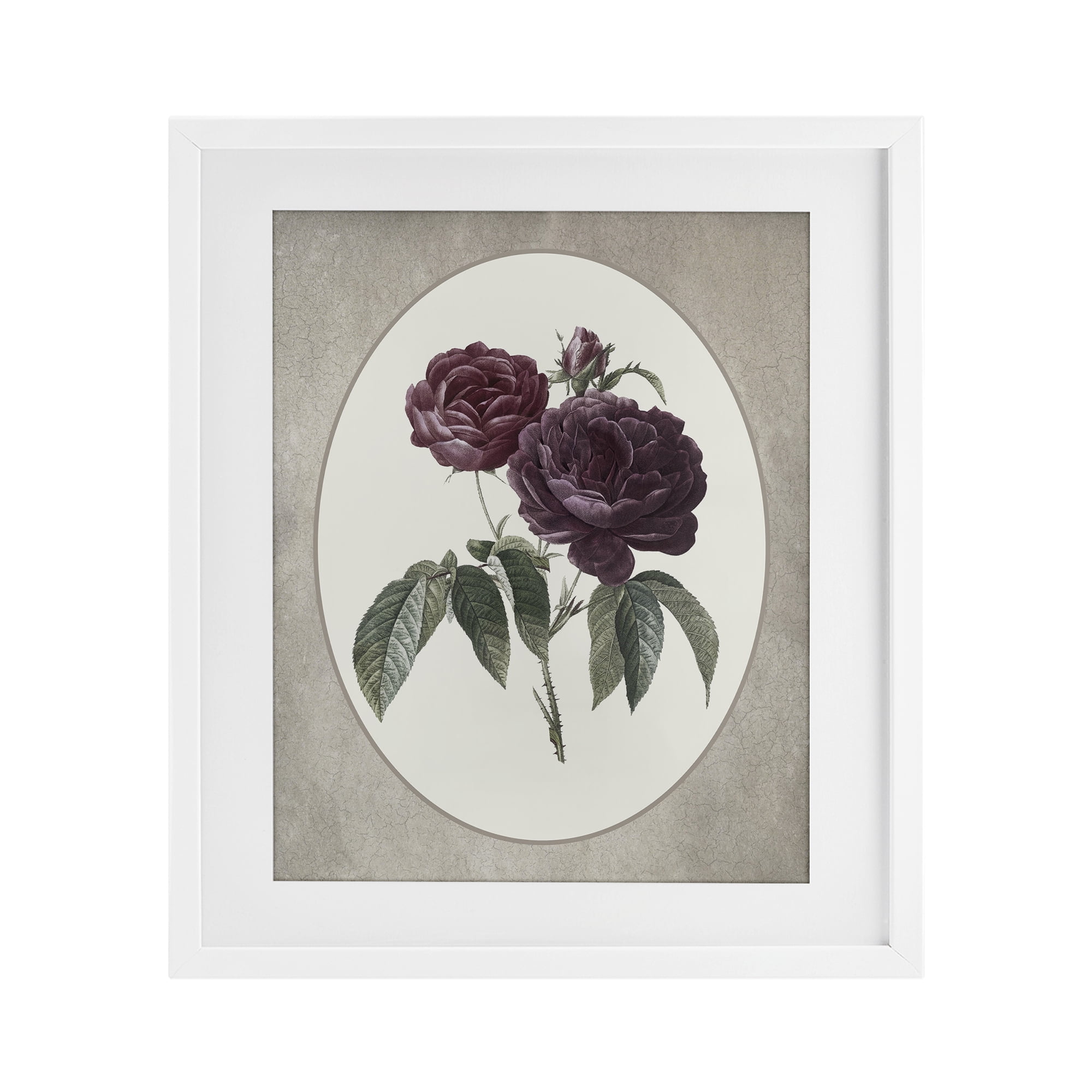 Vintage Blooms within Oval White Framed Print Under Glass, design by Lettered and Lined