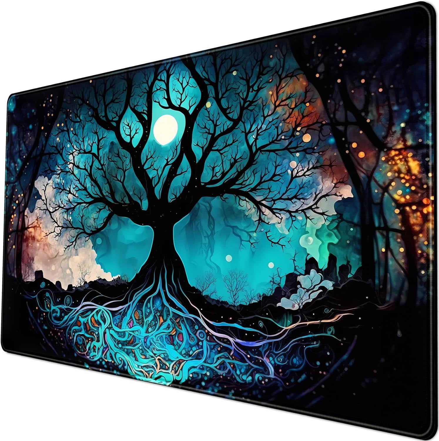 Vintage Blue AI Original Desk Mat Life Tree Aesthetics Desk Pad Large ...