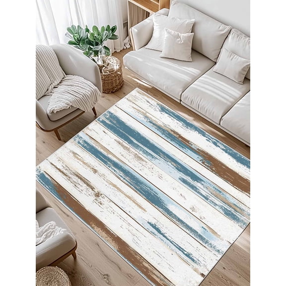 Vintage Blue Area Rug for Bedroom 5x7 Ft Brown Wood Grain Abstract Mottled Artistically Super Soft fuzzy Throw Rug Non-Slip Fluffy Plush Indoor Floor Carpet for Living Room Nursery Home Decor