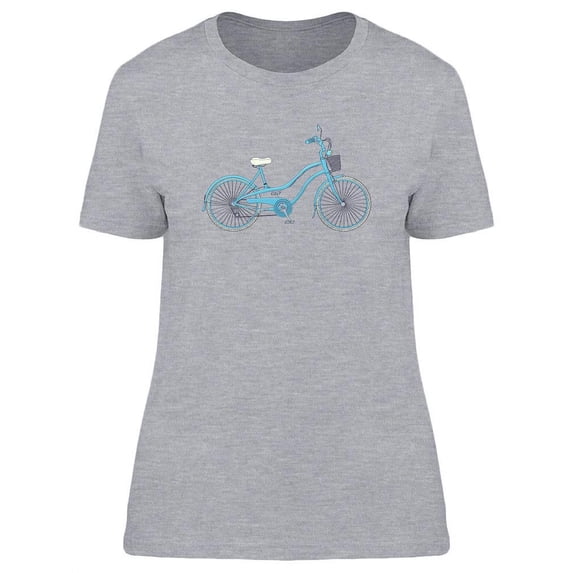 Vintage Blue Bicycle Design T-Shirt Women -Image by Shutterstock, Female Large