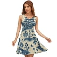 thumbnail image 1 of Vintage Blue Chinoiserie Toile Boat Sundress Sleeveless Dress Summer Women Clothes Dress for Women Dresses, 1 of 7