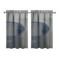 thumbnail image 1 of Vintage Blue Color Block Tier Kitchen Curtains for Bathroom Living Rod Pocket Window Drapes 28"x39" 2 Panels Window Treatment Tiers, 1 of 4