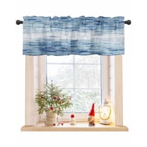 Vintage Blue Curtain Valance for Windows/Living Room/Kitchen/Bathroom/Café, Short Rod Pocket Tier Curtain Window Treatment Panel Retro Blue Ombre Modern Abstract Art Topper Curtain 42''x12''