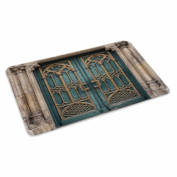 Vintage Blue Door Doormat Flower Pattern Abstract Retro Gate Non Slip Low Profile Rubber Door Mat Washable Absorbent Indoor Front Door Mat Entryway Rug Entrance Carpet 18x30 Inch