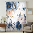 thumbnail image 1 of Vintage Blue Floral Sheer Curtains 72 Inches Long, Farmhouse Flower Butterflies Light Filering Curtains, Breathable Simi Curtain Privacy Drapes for Living Room Bedroom Lightweight Window Treatment, 1 of 9
