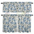 thumbnail image 1 of Vintage Blue Flower Kitchen Curtains Sets for Windows 24 Inch Length, Farmhouse Botanical Floral Retro Rod Pocket Window Treatments Tier Curtains and Valances Set for Bedroom/Bathroom, 1 of 8