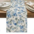 thumbnail image 1 of Vintage Blue Flower Table Runner - 36 Inch Long, Kitchen Dining Table Runner Dresser Scarves, Farmhouse Botanical Floral Retro Farmhouse Decor for Coffee Tables Wedding Party Banquet, 1 of 8