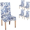 thumbnail image 1 of Vintage Blue Flowers Paisley Floral Chair Covers Set of 4 Stretch Removable Washable Slipcovers for Dining Room Hotel Kitchen, 1 of 4
