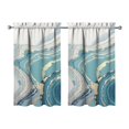 thumbnail image 1 of Vintage Blue Green Marble Pattern Tier Cafe Curtains for Bathroom Living RV Rod Pocket Window Drapes 2 Panels Set 28"x39" 2 Panels Window Treatment Tiers, 1 of 4