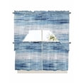 thumbnail image 1 of Vintage Blue Kitchen Curtains Swag Valance and Tier Curtains Set 24 Inch Length, Retro Blue Ombre Modern Abstract Art Rod Pocket Drape Panels Pair Swag Curtains for Bathroom/Cafe/Window, 1 of 6