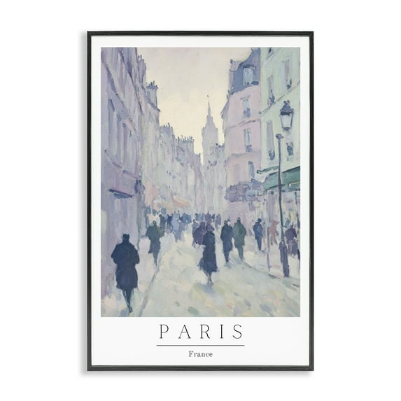 Stupell Industries Vintage Blue Paris Streets Black Framed Giclee Art, design by Petal Prints Design