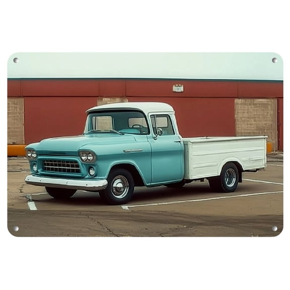 Vintage Blue Pickup Truck Metal Tin Sign - 8x12 Inch, Waterproof Auminum Wall Art, Ideal for Garage, Bar, Cafe Decor - Perfect Christmas Gift, Durable, Truck-Themed Room Decoration