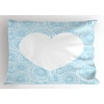 thumbnail image 1 of Vintage Blue Pillow Sham Randomly Nested Concentric Circles Pattern with a Blank Heart Icon, Decorative Standard Size Printed Pillowcase, 26 X 20 Inches, Pale Blue and White, by Ambesonne, 1 of 2
