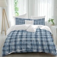 thumbnail image 1 of Vintage Blue Plaid Full Size Comforter Set, Watercolors Gradient Abstract Bedding for All Seasons, 4 Pcs Bed Set, 1Quiltcover (86"x86") ,1Sheet(80"x116"), 2Pillowcases (30"x20"), 1 of 9