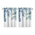 thumbnail image 1 of Vintage Blue Plant Leaves Tier Kitchen Curtains for Bathroom Living Rod Pocket Window Drapes 28"x36" 2 Panels Window Treatment Tiers, 1 of 4