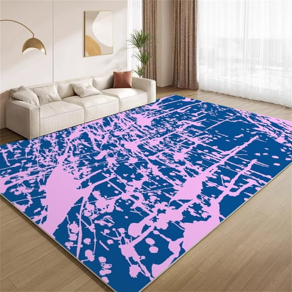 Vintage Blue Purple Area Rugs Paint Splatter Rugs Ultra Soft Washable Non Slip Carpet for Bedroom Living Room Study Office Home Decor Mats 5ftx8ft