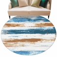 thumbnail image 1 of Vintage Blue Round Area&nbsp;Rug 8ft Brown Wood Grain Texture Abstract Contemporary Non-Slip&nbsp;Washable Circle Rugs Soft Felt Indoor Floor Mat for Bedroom Kitchen Living Room Bathroom, 1 of 9
