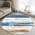 thumbnail image 1 of Vintage Blue Round Rugs for Living Room 3ft Brown Wood Grain Mottled Texture Abstract Art Non Slip Circle Rug Washable Low-Profile Indoor Carpet for Bedroom, Dining Room, Bathroom, 1 of 9