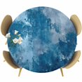 thumbnail image 1 of Vintage Blue Round Tablecloth 45-54 Inch Round Fitted Table Cloth with Elastic Edge, Oil Painting Modern Abstract Art Waterproof Table Cover Protector for Outdoor Picnic Party Dining, 1 of 6