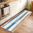 thumbnail image 1 of Vintage Blue Runner Rug for Hallway 2x6ft, Brown Wood Grain Mottled Texture Abstract Art Non Slip Floor Mat Washable Low-Profile Indoor Carpet for Living Room, Bedroom, Dining Room, 1 of 9