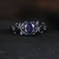thumbnail image 1 of Vintage Blue Sandstone Engagement Ring,Oval Cut Gems,Amethyst ring, black gold,Wedding Band,Unique Women Bridal Promise Ring,Customized Gift, 1 of 2