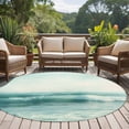 thumbnail image 1 of Vintage Blue Sea Sky 8ft Round Rug for Open Concept Living Room Seating Zone, Gradient Ocean Waves Landscape Washable Non Slip Large Circle Area Rug, 1 of 9