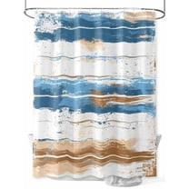 Vintage Blue Shower Curtain, Brown Wood Grain Mottled Texture Abstract Art Waterproof Shower Curtain Set with 12 Hooks Lightweight Washable Fabric Shower Curtains for Bathroom 48x72 Inches