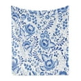 thumbnail image 1 of Vintage Blue Soft Flannel Fleece Blanket, Chinese Style Traditional Motif Floral Pattern with Berries Leaves, Cozy Plush for Indoor and Outdoor Use, 70" x 90", Cobalt Blue and White, by Ambesonne, 1 of 6