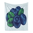 thumbnail image 1 of Vintage Blue Soft Flannel Fleece Throw Blanket, Retro Style Hand Drawn Art of Blueberry Fruit with Leaves, Cozy Plush for Indoor and Outdoor Use, 50" x 60", Pale Blue Navy Blue, by Ambesonne, 1 of 6