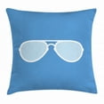 thumbnail image 1 of Vintage Blue Throw Pillow Cushion Cover, Aviator Style Sunglass with White Frame Isolated Pictogram Icon Design, Decorative Square Accent Pillow Case, 24 X 24 Inches, Blue and White, by Ambesonne, 1 of 2
