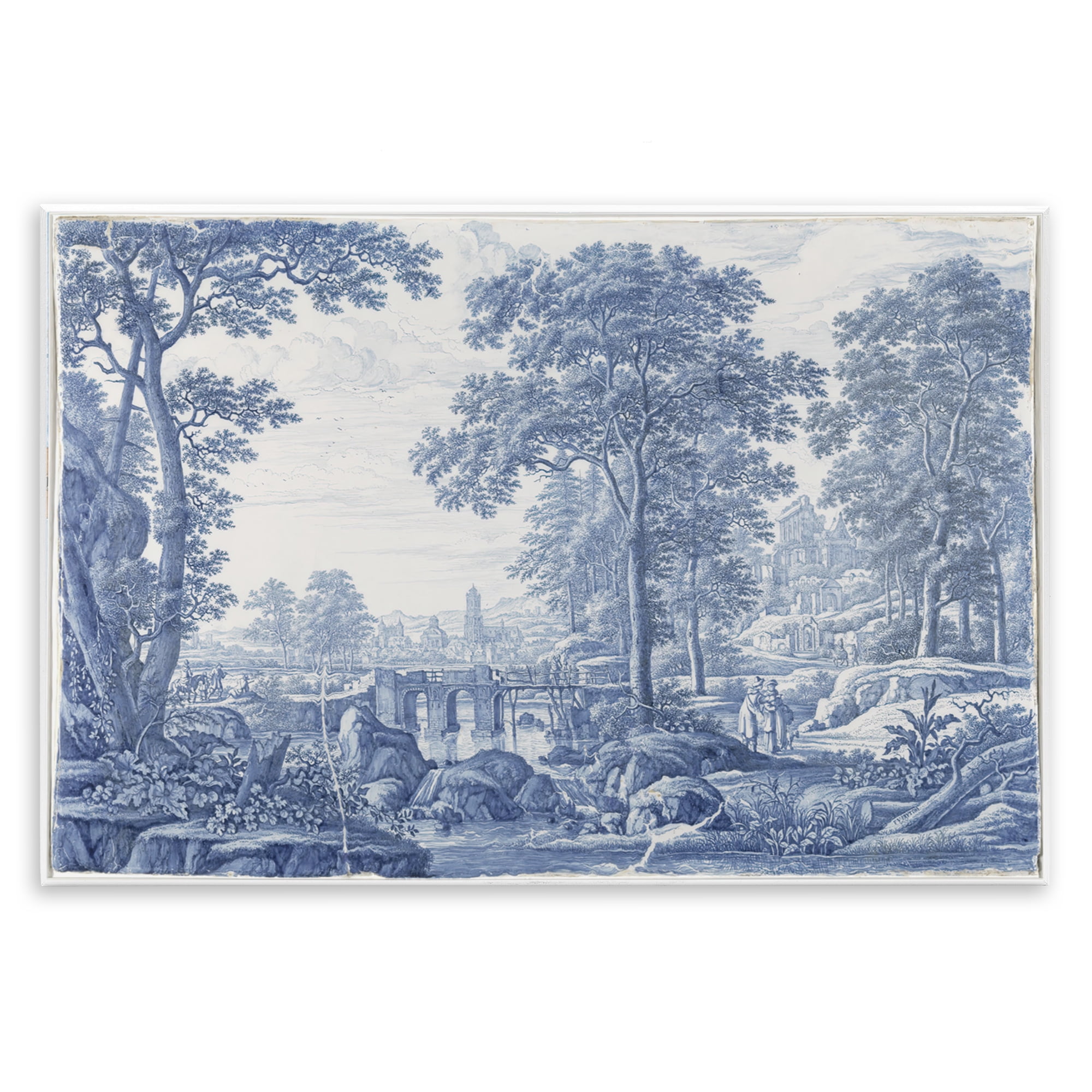 Vintage Blue Tinted Toile Wall Plaque Art, design by Vintage Hustle