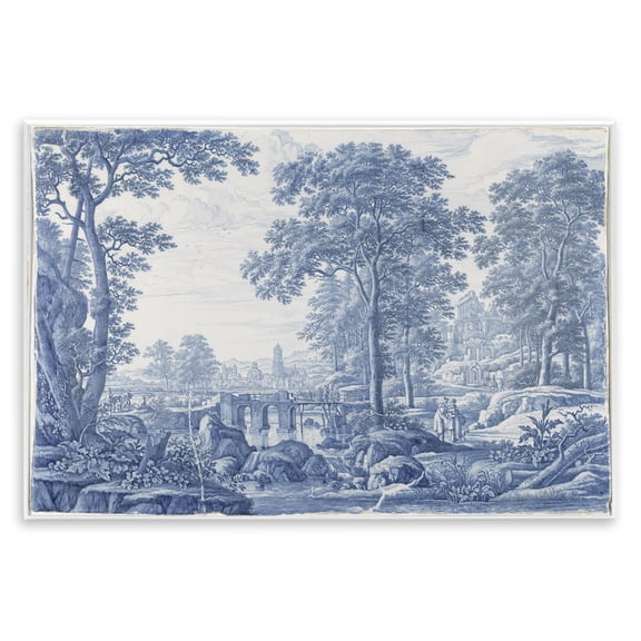 Vintage Blue Tinted Toile Wall Plaque Art, design by Vintage Hustle