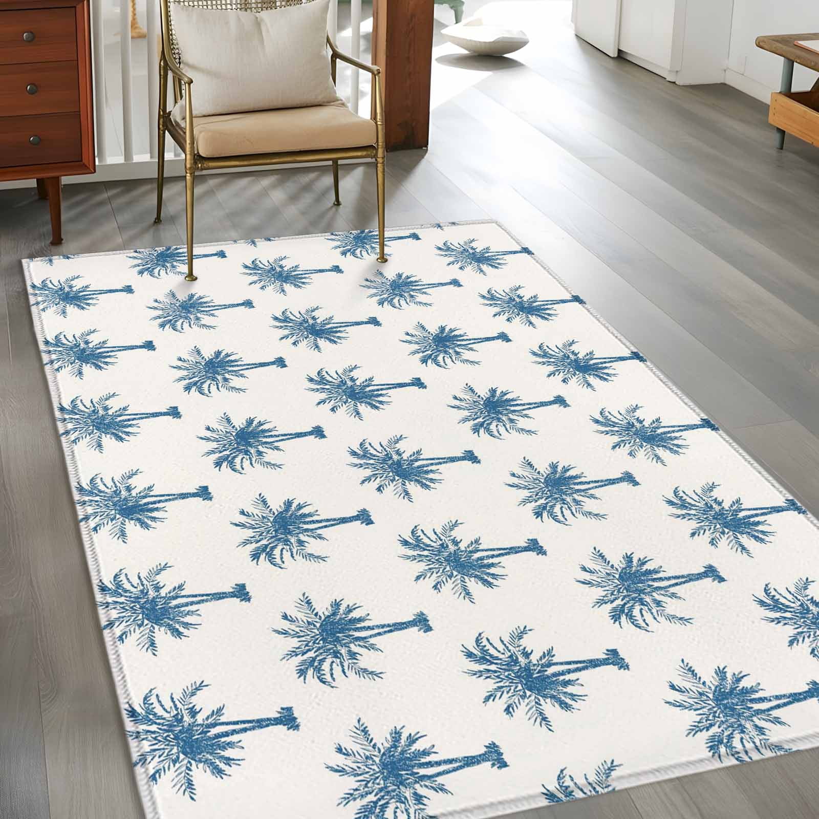 Vintage Blue Tree 3x5 Rug for Bedroom Foot of Bed Small Living Room ...