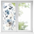 thumbnail image 1 of Vintage Blue Window Privacy Film Brown Watercolor Flowers Petals Abstract Art Decorative Glass Window Film UV Blocking Static Cling Non-Adhesive Sticker Covering for Home Door 17.7 x 39.3 inches, 1 of 8