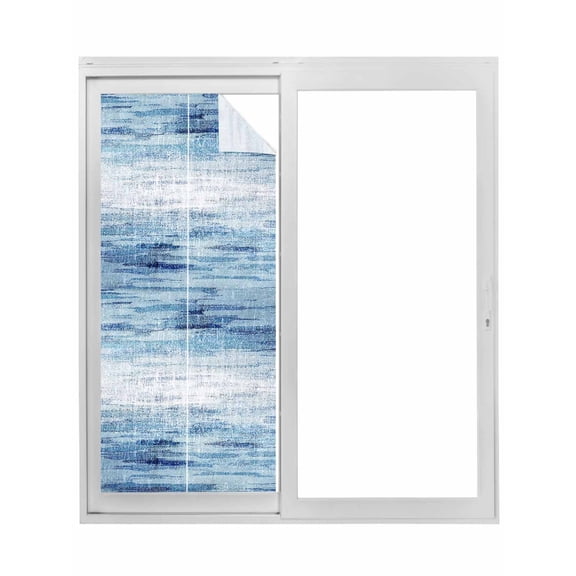 Vintage Blue Window Privacy Film, Retro Blue Ombre Modern Abstract Art Static Cling UV Sun Blocking Tint Film Heat Control Windows Films for Bedroom Bathroom, Window Stickers 17.7"x39.3"