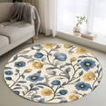 thumbnail image 1 of Vintage Blue Yellow Round Area Rug 4 FT, Non Slip Indoor Outdoor Rug, Spring Enchanted Garden Florals Washable Soft Circular Carpet Non-Shedding Floor Mat for Coffee Table Nursery Foyer Balcony, 1 of 8